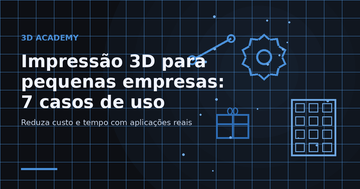 Impressão 3D para pequenas empresas: 7 casos de uso que reduzem custo e tempo